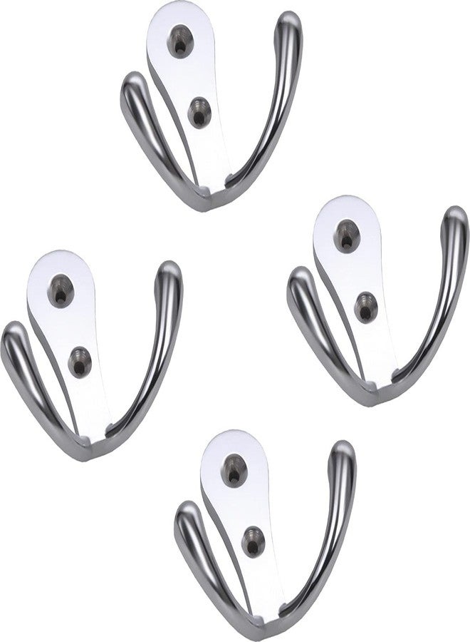 iSTAR Stainless Steel Unbreakable J Type Two Hook Bathroom Hooks Cloth Hanger Wall Hook Door Robe Hooks for Hanging Keys,Clothes (Pack of 4) - Image 3